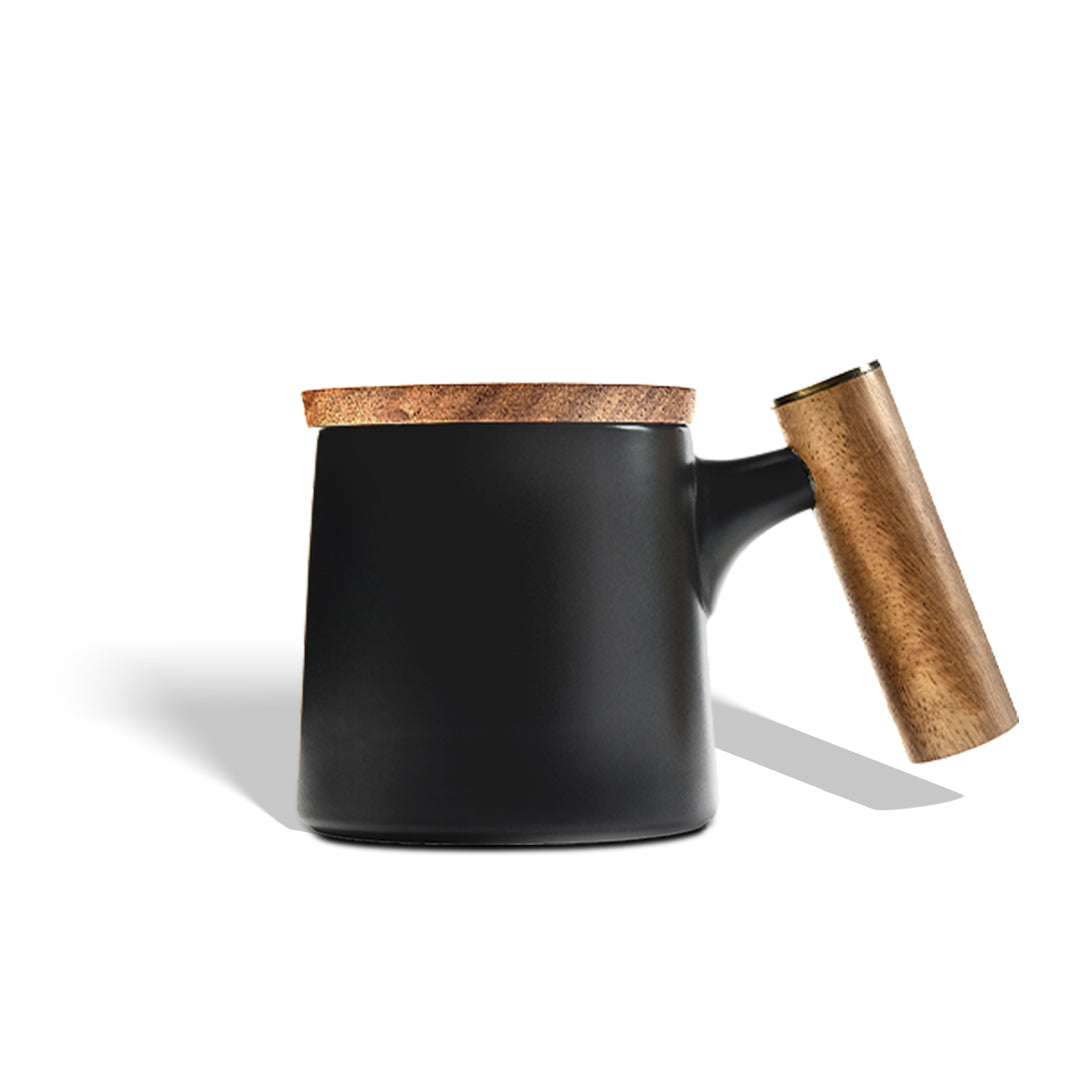 Elegant Mug with Walnut Handle & Lid
