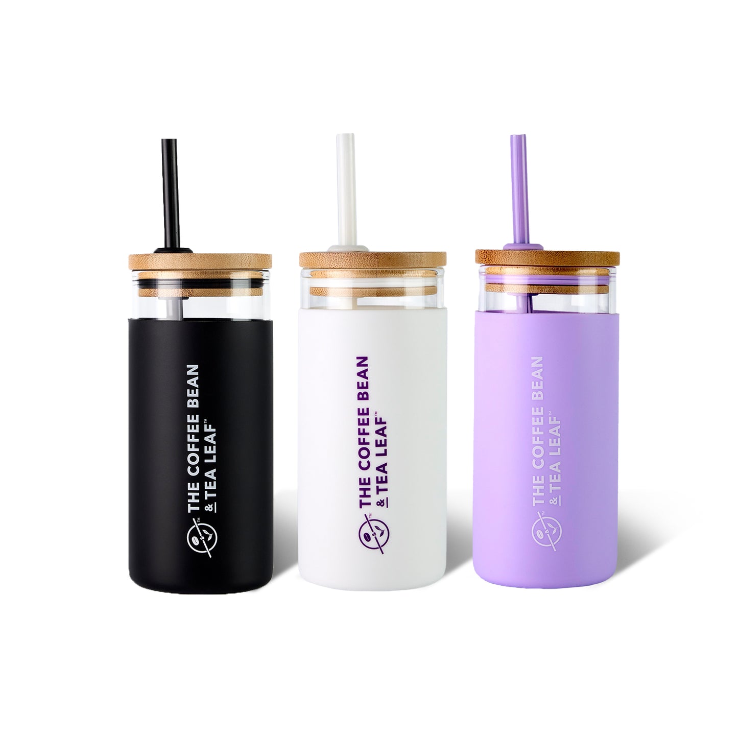 Glass Tumbler with Sleeve, Straw & Lid